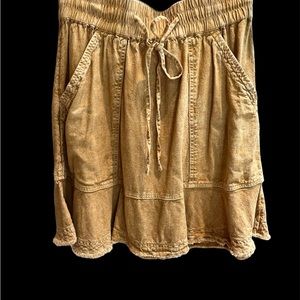 Cotton flared skirt in mustard color